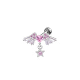 Heart-Shaped Wings Stainless Steel Piercing Earrings | Gthic.com