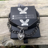 Heart Lock Alloy Leather Choker Necklace