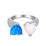 Heart Opal Sterling Silver Adjustable Ring