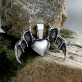 Heart With Wings Stainless Steel Pendant | Gthic.com