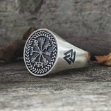 Helm of Awe Valknut Sterling Silver Viking Ring | Gthic.com