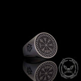 Helm of Awe Valknut Sterling Silver Viking Ring