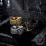 Hexagram Blue Gemstone-Set Stainless Steel Ring | Gthic.com