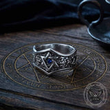 Hexagram Blue Gemstone-Set Stainless Steel Ring