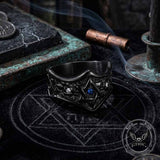 Hexagram Blue Gemstone-Set Stainless Steel Ring