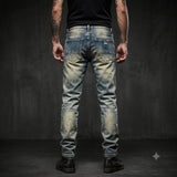 High-Street Distressed Patches Slim-Fit Stretch Jeans | Gthic.com