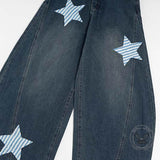High Street Patchwork Star Rabbit Ear Scimitar Jeans