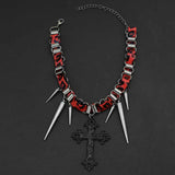 Hip-Hop Cross Rivet Stainless Steel Choker Necklace 01 | Gthic.com