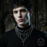 Hip-Hop Punk Spiked Multi-Layered Stainless Steel Necklace | Gthic.com