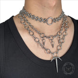 Hip-Hop Punk Spiked Multi-Layered Stainless Steel Necklace | Gthic.com