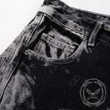 Hip-Hop Tie-Dye Gradient Distressed Straight Jeans