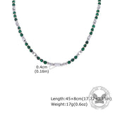 Hip-Hop Turquoise Bead Splicing Stainless Steel Necklace
