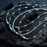 Hip-Hop Turquoise Bead Splicing Stainless Steel Necklace | Gthic.com