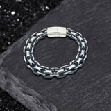 Hip Hop Double Row Hollow Stainless Steel Bracelet