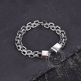 Hip Hop Double Row Hollow Stainless Steel Bracelet