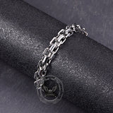 Hip Hop Double Row Hollow Stainless Steel Bracelet