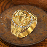 Hip Hop Eagle Rhinestone Stainless Steel Animal Ring 03 | Gthic.com