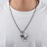 Hip Hop Gem Four-Pointed Star Stainless Steel Pendant