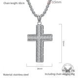 Hip Hop Great Wall Pattern Gem Cross Stainless Steel Pendant