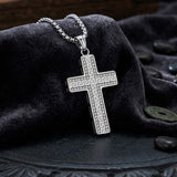 Hip Hop Great Wall Pattern Gem Cross Stainless Steel Pendant