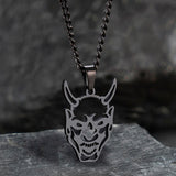 Hollow Oni Mask Stainless Steel Necklace | Gthic.com