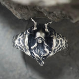 Horned Armor Witch Sterling Silver Ring