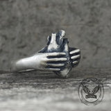 Horror Hands Holding A Heart Sterling Silver Ring