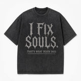 I Fix Souls Print Cotton Vintage Washed T-Shirt | Gthic.com