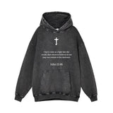 I Have Come As a Light Into the Word Vintage Washed Hoodie | Gthic.com