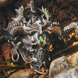 Anello teschio in argento sterling geisha giapponese