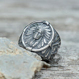 Indian Chief Feather Stainless Steel Ring | Gthic.com
