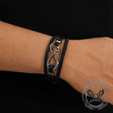 Infinity Ouroboros Stainless Steel Leather Bracelet 02 | Gthic.com