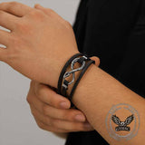 Infinity Ouroboros Stainless Steel Leather Bracelet 03 | Gthic.com