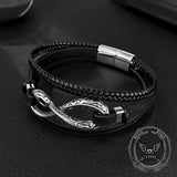 Infinity Ouroboros Stainless Steel Leather Bracelet