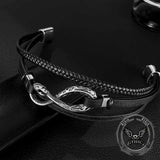 Infinity Ouroboros Stainless Steel Leather Bracelet