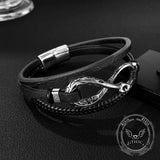 Infinity Ouroboros Stainless Steel Leather Bracelet