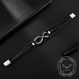 Infinity Ouroboros Stainless Steel Leather Bracelet