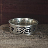 Infinity Skull Hexagram Gem Sterling Silver Band Ring | Gthic.com