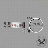 Infinity Skull Hexagram Gem Sterling Silver Band Ring