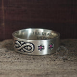 Infinity Skull Hexagram Gem Sterling Silver Band Ring