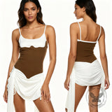 Slim High Waist Irregular Suspender Mini Dress