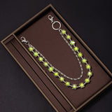 Iridescent Beaded Double-Layer Hip-Hop Alloy Pants Chain | Gthic.com