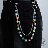 Iridescent Beaded Double-Layer Hip-Hop Alloy Pants Chain | Gthic.com