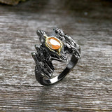 Irregular Black Bark Brass Gothic Ring