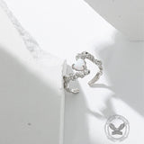 Irregular Surface Opal Inlay Sterling Silver Open Ring | Gthic.com