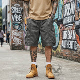 Japanese-Style Retro Loose-Fit Multi-Pocket Cargo Shorts | Gthic.com