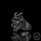 Japanese Mask Samurai Helmet Sterling Silver Ring