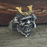Japanese Mask Samurai Helmet Sterling Silver Ring