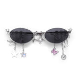 Japanese Star Bow Decorated Oval Frame PC Sunglasses 03 | Gthic.com