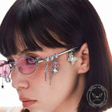 Japanese Star Bow Decorated Oval Frame PC Sunglasses